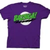 Officially Licensed Big Bang Theory Purple Bazinga Sheldon T Shirt BTAS2128