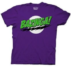 Officially Licensed Big Bang Theory Purple Bazinga Sheldon T Shirt BTAS2128