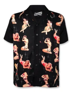 Liquor Brand Vixen Rockabilly Retro Pinup Bowling Button Down Shirt LB-MBS-19001