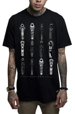 Mafioso Gun Barrels Loaded Weapons Urban Gangster Skate Hip Hop Tattoos T Shirt