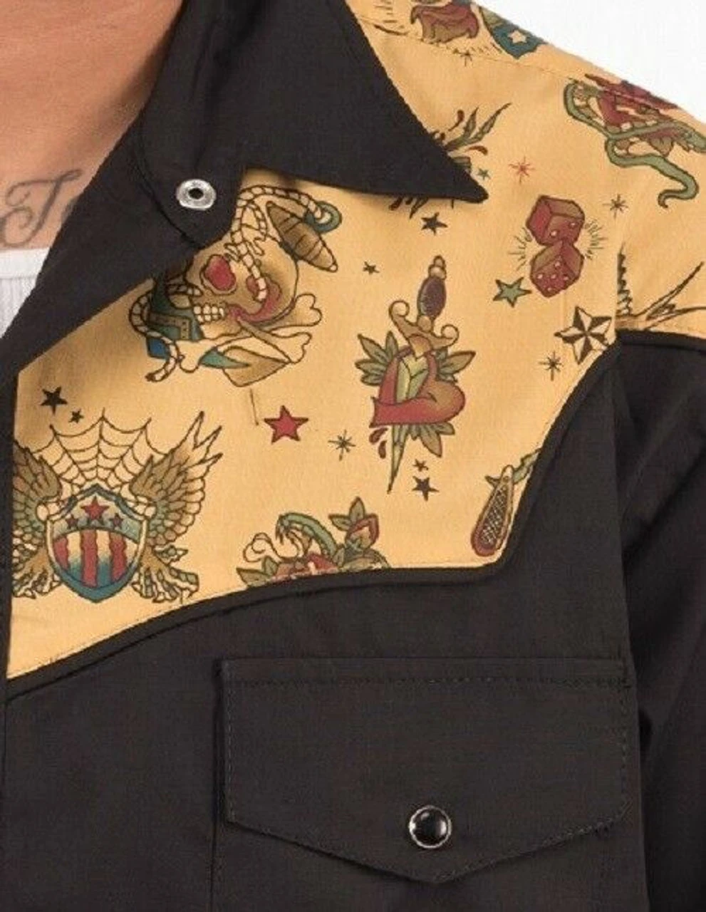 Steady Clothing Tattoo Flash Art Rockabilly Western Button Down Shirt RS31808 2 Steady Clothing Tattoo Flash Art Rockabilly Western Button Down Shirt RS31808 - Image 2