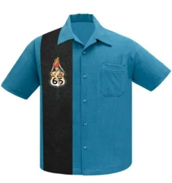 Steady Clothing Route 66 Pin Up Rockabilly Bowling Button Down Shirt ST35473-PAC