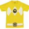 Mightyfine Mighty Morphin Power Rangers Yellow Adult Halloween Costume Tee Shirt