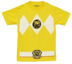 Mightyfine Mighty Morphin Power Rangers Yellow Adult Halloween Costume Tee Shirt