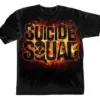 SUICIDE SQUAD LOGO IN FLAMES FIRE HEAT JOKER HARLEY QUINN MOVIE T SHIRT S-3XL