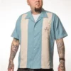 Steady Clothing The Shake Down Martini 50s Rockabilly Bowling Shirt ST35369-BLU