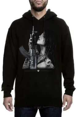 Mafioso Gun Play AK 47 Assault Weapons Hip Hop Tattooed Sexy Woman Urban Hoodie -Reelwear Shop b83957b4 09db 587e 9090 f1f804f4ecf2 84818.1549303832