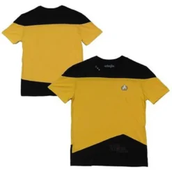 STAR TREK TNG THE NEXT GENERATION YELLOW KIRK UNIFORM MENS COSTUME SHIRT S-3XL