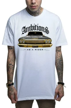 Mafioso Ambitions Vintage Chevy Cars Low Rider Tattoos Inked Urban White T Shirt -Reelwear Shop bb686b4c a400 52cf 91ee 8b9118fbb767 94575.1562594921