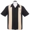 Steady Clothing 3 Star Panel Rockabilly Bowling Black Button Down Shirt ST35319