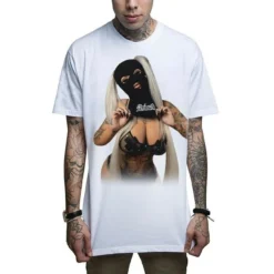 Mafioso Raquel Alternative Tattooed Sexy Bandit Urban Inked Model White T Shirt