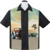 Steady Clothing Hot Rod Derby Cars Rockabilly Button Down Bowling Shirt ST35255
