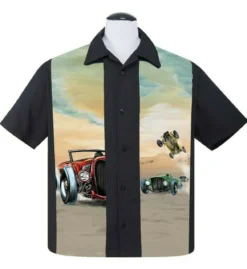 Steady Clothing Hot Rod Derby Cars Rockabilly Button Down Bowling Shirt ST35255