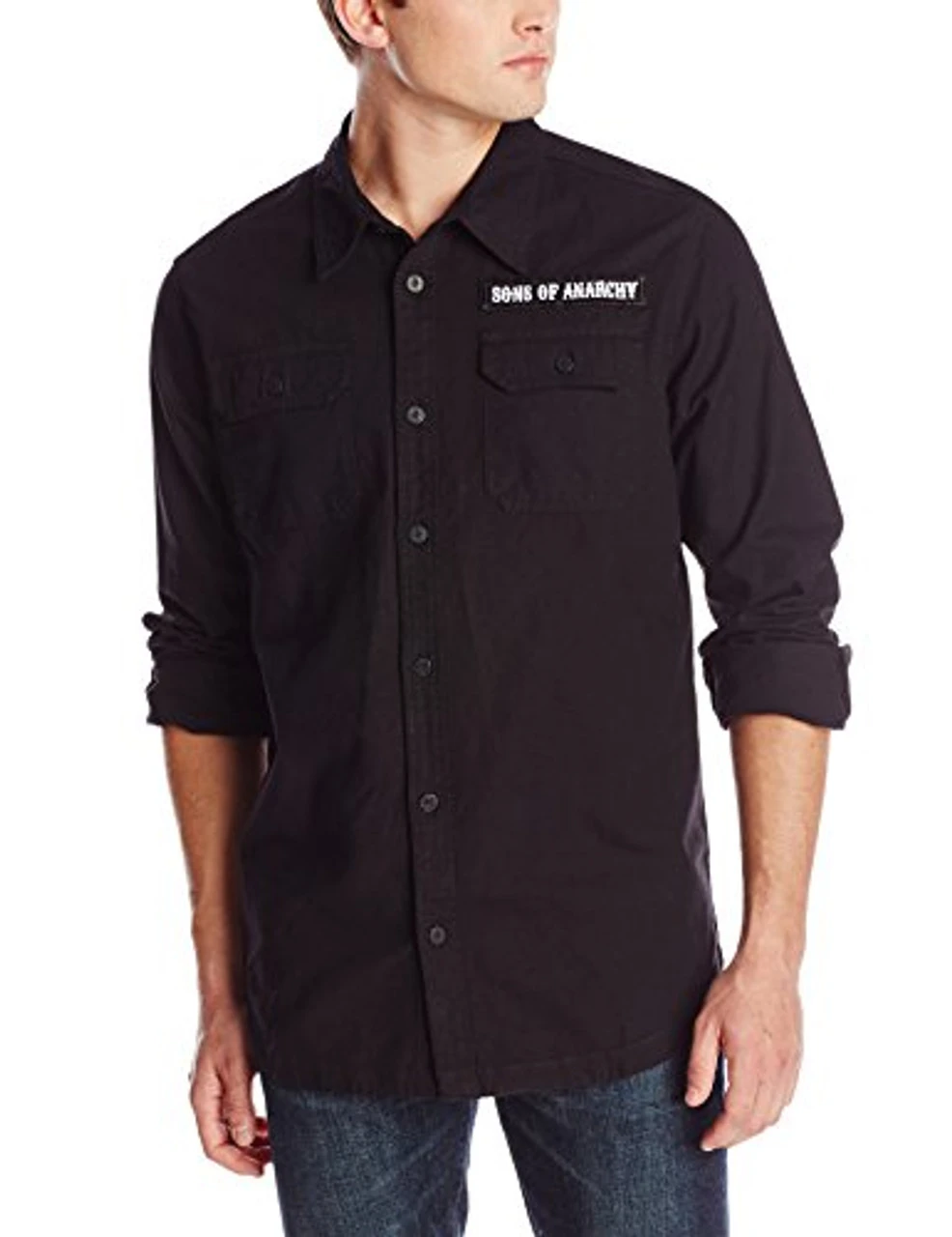 Metal Mulisha Men's Sons Of Anarchy Outlaw Woven T-Shirt 1 Metal Mulisha Men's Sons Of Anarchy Outlaw Woven T-Shirt