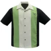 Steady Clothing Atomic Mad Men Rockabilly Green Bowling Button Shirt ST35309