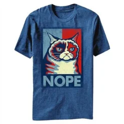 GRUMPY CAT NOPE MEME PATRIOTIC POSTER YOUTUBE INTERNET SENSATION T SHIRT S-2XL