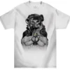 Mafioso Gas Mask White Skate HipHop Bong Weed Crewneck Adult Mens T Tee Shirt