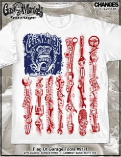Gas Monkey Garage Flag Of Garage Tools Fast N Loud American TV Dallas Shirt 91-1