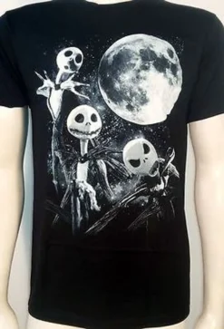 Nightmare Before Christmas Jack In The Moonlight Skellington Blk Tee Shirt S-3XL