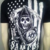 FALL '13 AUTHENTIC SONS OF ANARCHY AMERICAN FLAG B/W SOA SAMCRO T SHIRT S-3XL