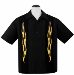 Steady Clothing Flame N Hot Bowling Button Down Rockabilly Dress Shirt ST35324