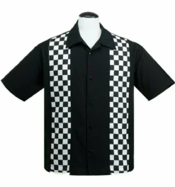 Steady Clothing Checkered Panel Rockabilly Bowling Button Down Shirt ST35330