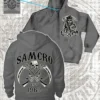 RARE SONS OF ANARCHY SOA SAMCRO CROSSED GUNS CHARCOAL SICKLE REAPER HOODIE S-3XL